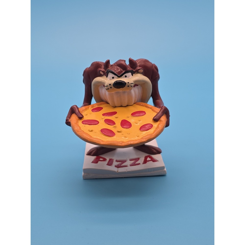 Vintage 1995 Warner Bros Studio Store Taz Tasmanian Devil Pizza Figure 2.75"